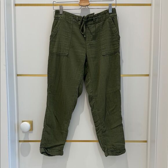 OLD NAVY army green cropped utility pants drawstring waist S - Picture 1 of 7